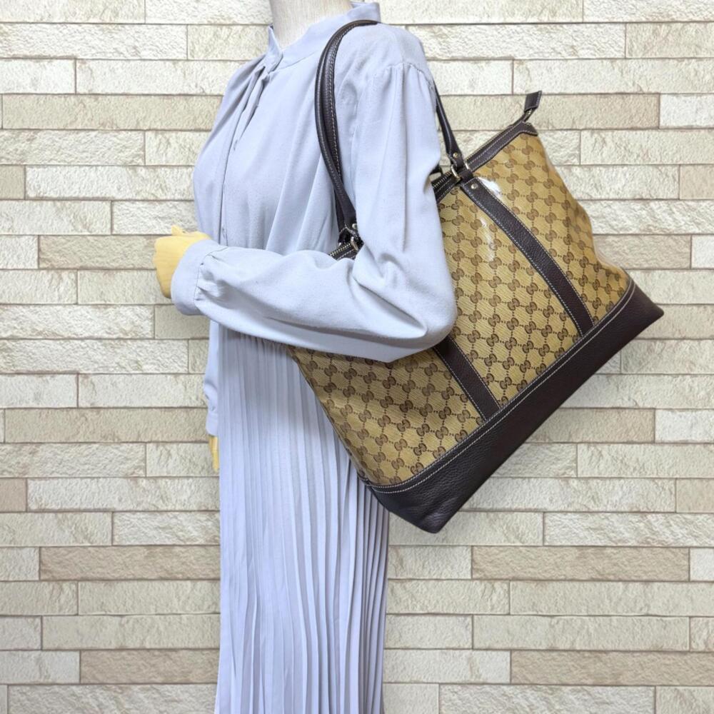 Gucci GG Crystal Tote Bag Canvas Brown - Picture 2 of 8